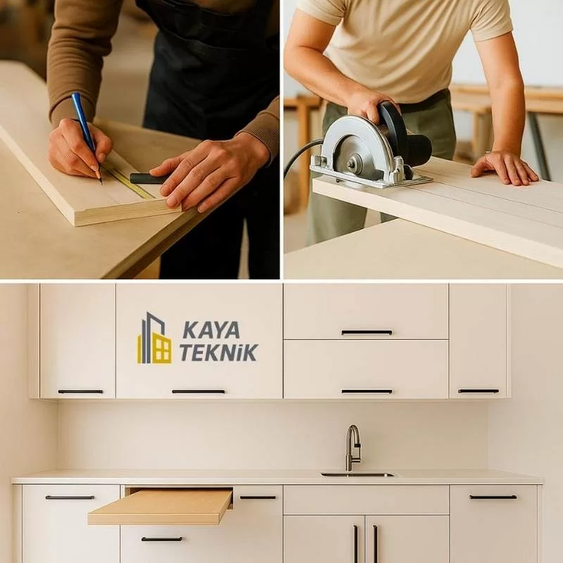 İzmir tadilat kapsamında beyaz özel ölçü mobilya üretimi kolajı